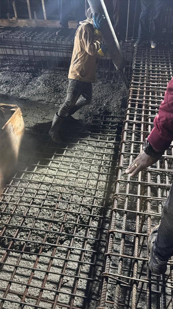Concrete casting close-up with reinforcement